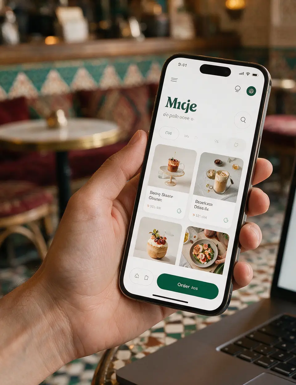 Application mobile d’un commerce affichée sur un smartphone